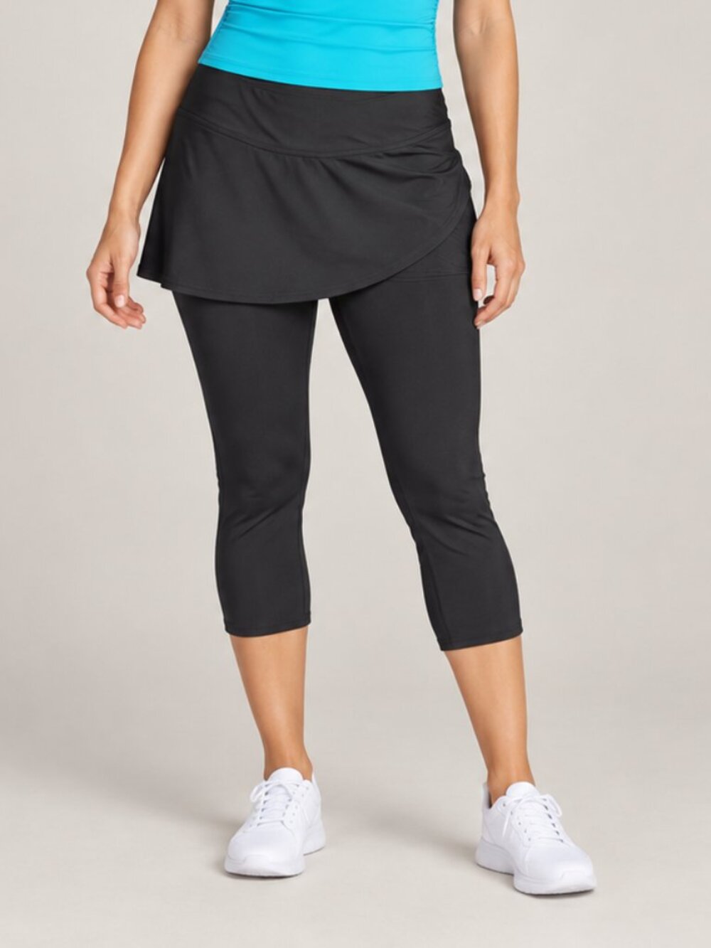 Lands’ End Women’s Small Black Skirted Swim Capri Leggings NWT